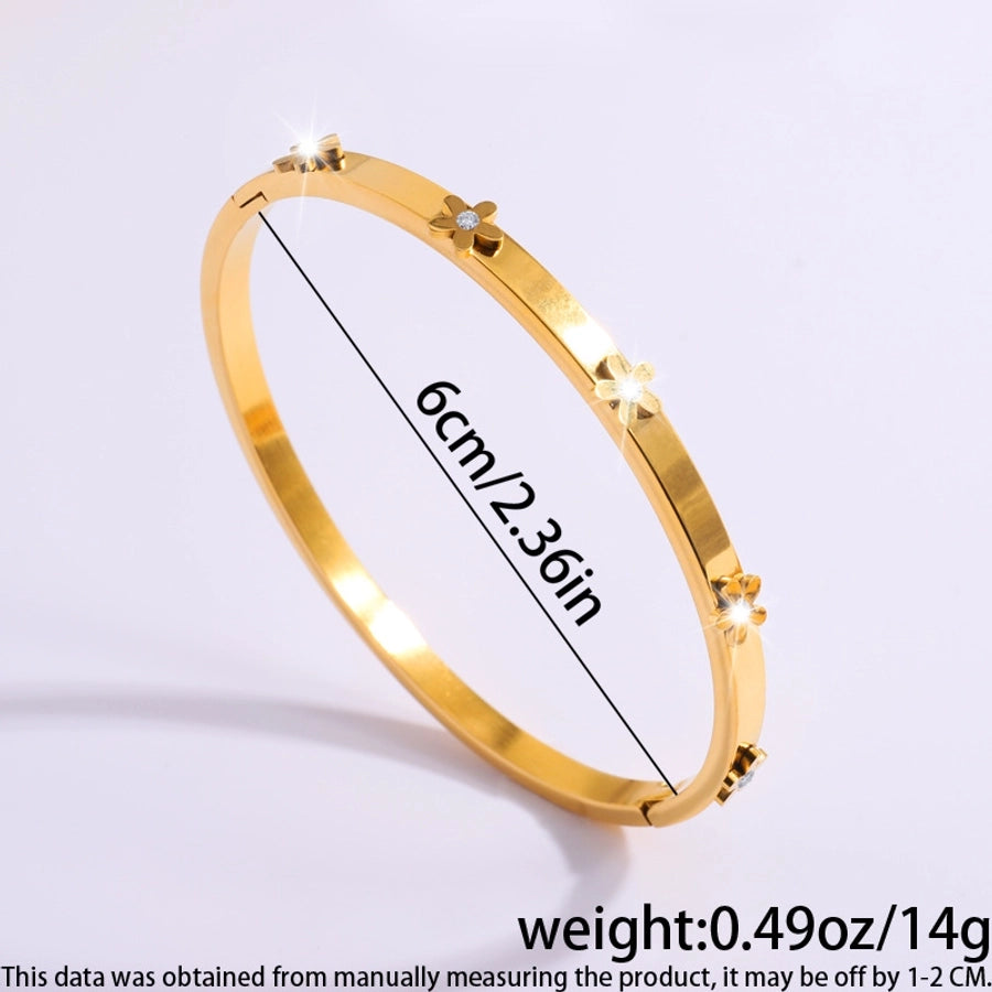 IG Style Sweet Round Heart Shape Flower Titanium Steel Zircon Bangle In Bulk