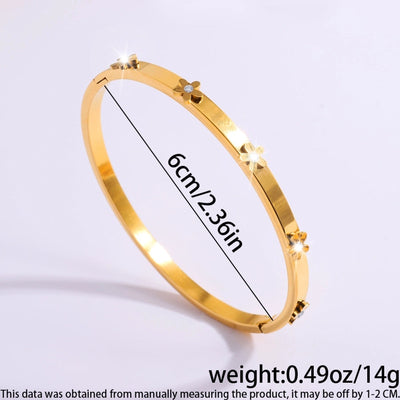 IG Style Sweet Round Heart Shape Flower Titanium Steel Zircon Bangle In Bulk