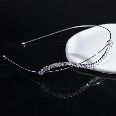women's simple style waves flower bow knot metal inlay pearl zircon hair band