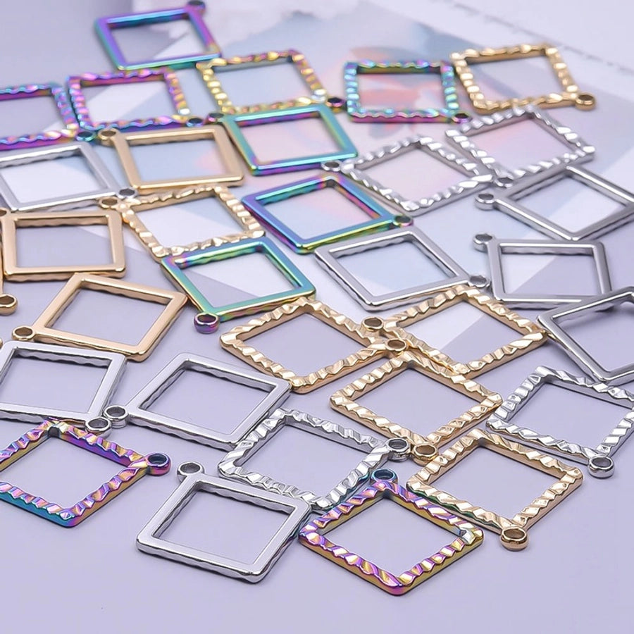 Jewelry Basic Simple Style Classic Style Square 304 Stainless Steel 18K Gold Plated Plating Pendant Necklace