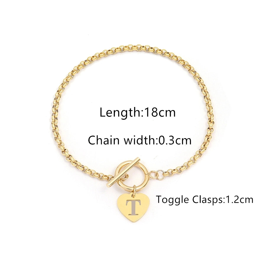 Elegant Simple Style Classic Style Letter 201 Stainless Steel 304 Stainless Steel Bracelets In Bulk