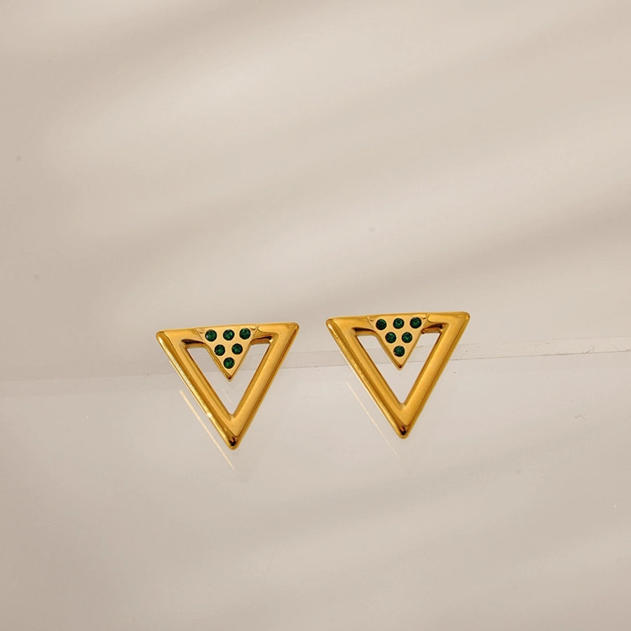 1 Pair Elegant Simple Style Geometric 304 Stainless Steel Zircon Ear Studs