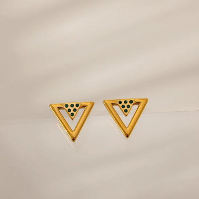 1 Pair Elegant Simple Style Geometric 304 Stainless Steel Zircon Ear Studs