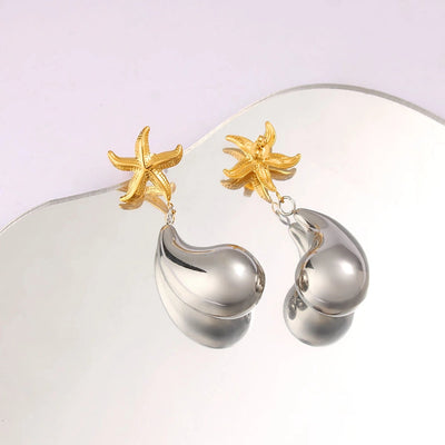 1 Pair Retro Commute Starfish 304 Stainless Steel 316 Stainless Steel  18K Gold Plated Drop Earrings