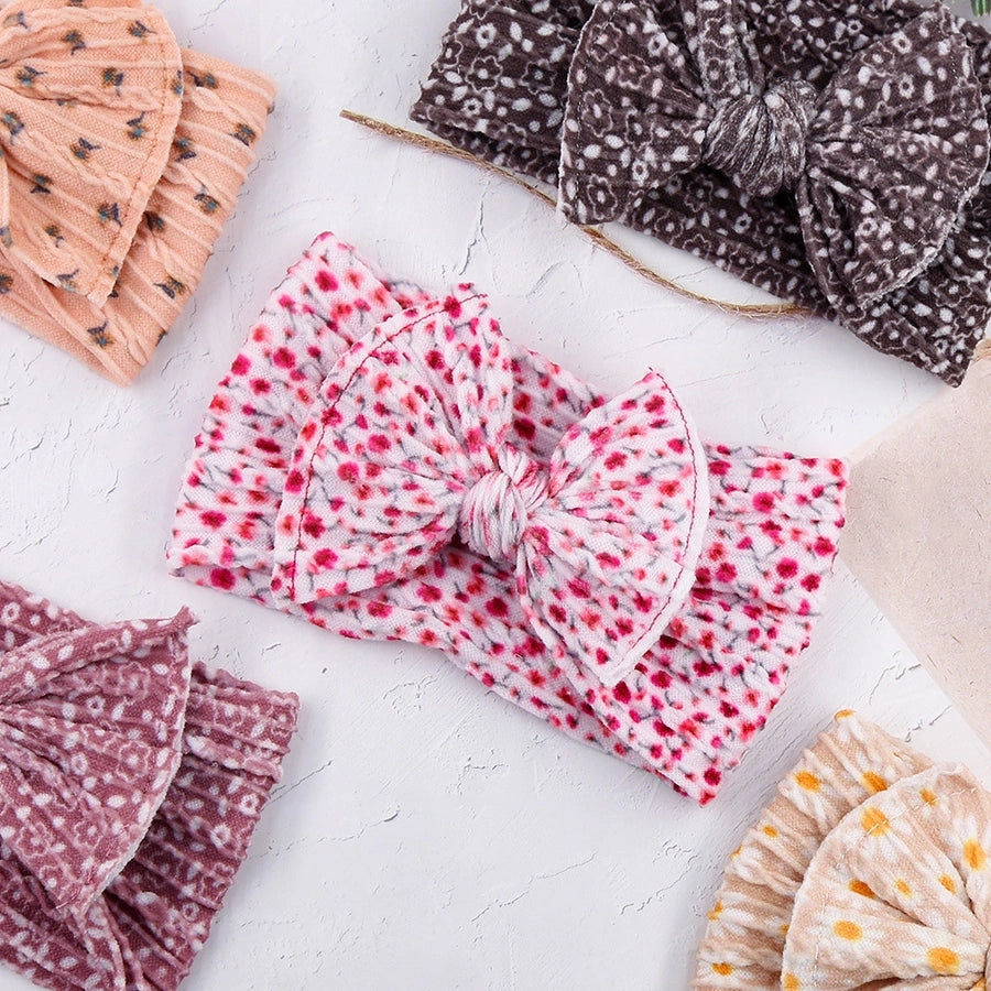 cute printing bow knot cloth hair band