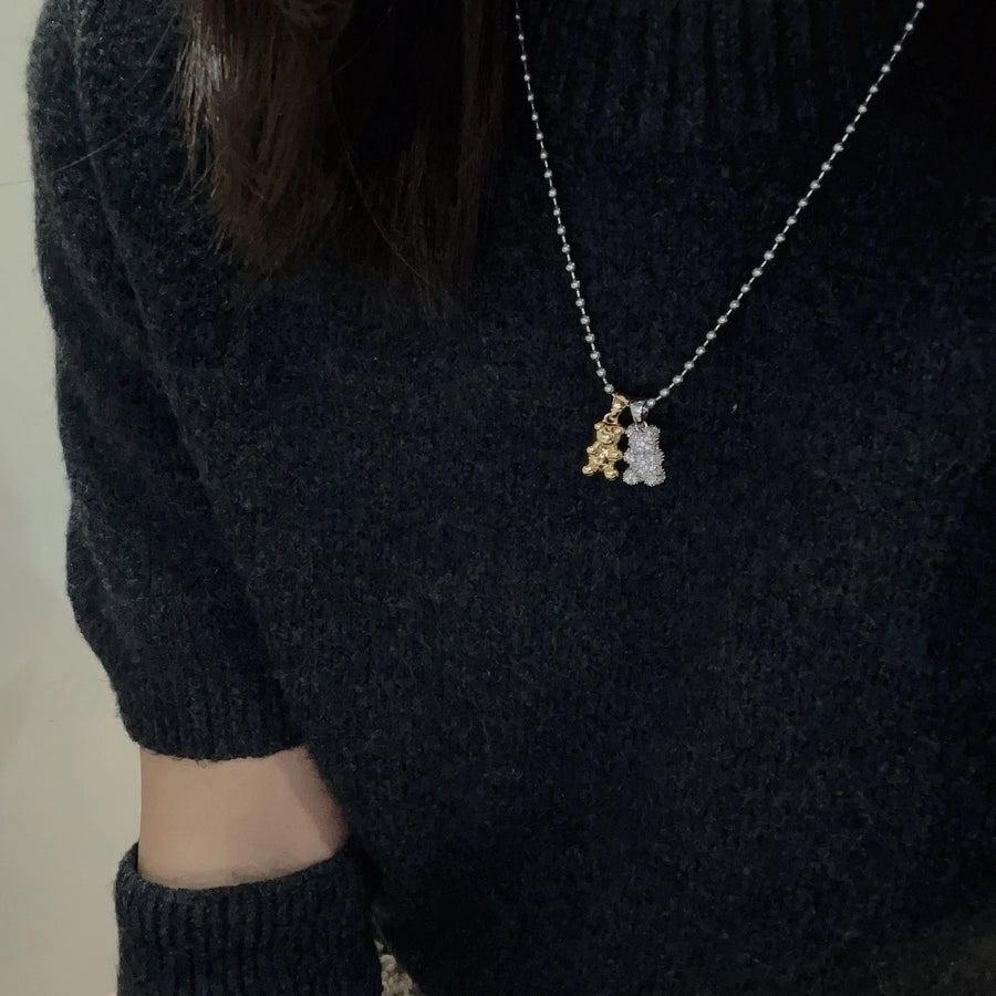 Jewelry Simple Style Classic Style Bear Titanium Steel Plating Pendant Necklace