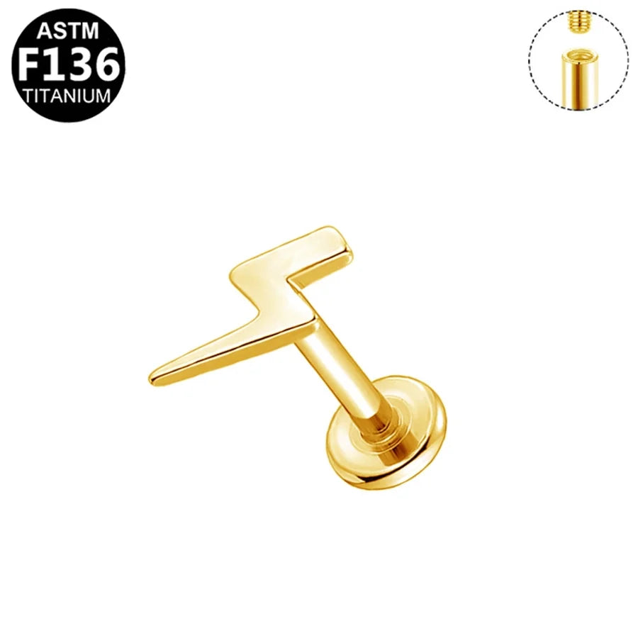 1 Piece Lip Rings Casual Star Moon Pure Titanium Titanium Alloy 14K Gold Plated White Gold Plated Lip Rings Ear Cartilage Rings & Studs