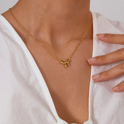 Jewelry IG Style Simple Style Bow Knot 304 Stainless Steel Pendant Necklace