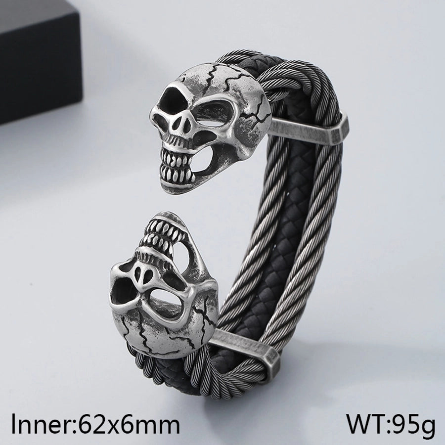 Business Lion's head Wolf Head Skull 304 Stainless Steel 18K Gold Plated Men's Bangle