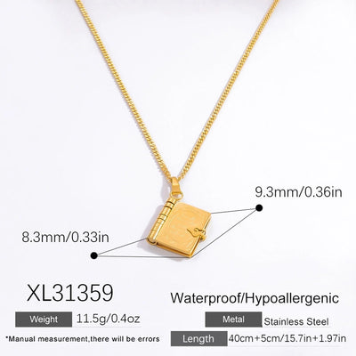 Jewelry Vintage Style Classic Style Book envelope Heart Shape Titanium Steel Plating Pendant Necklace