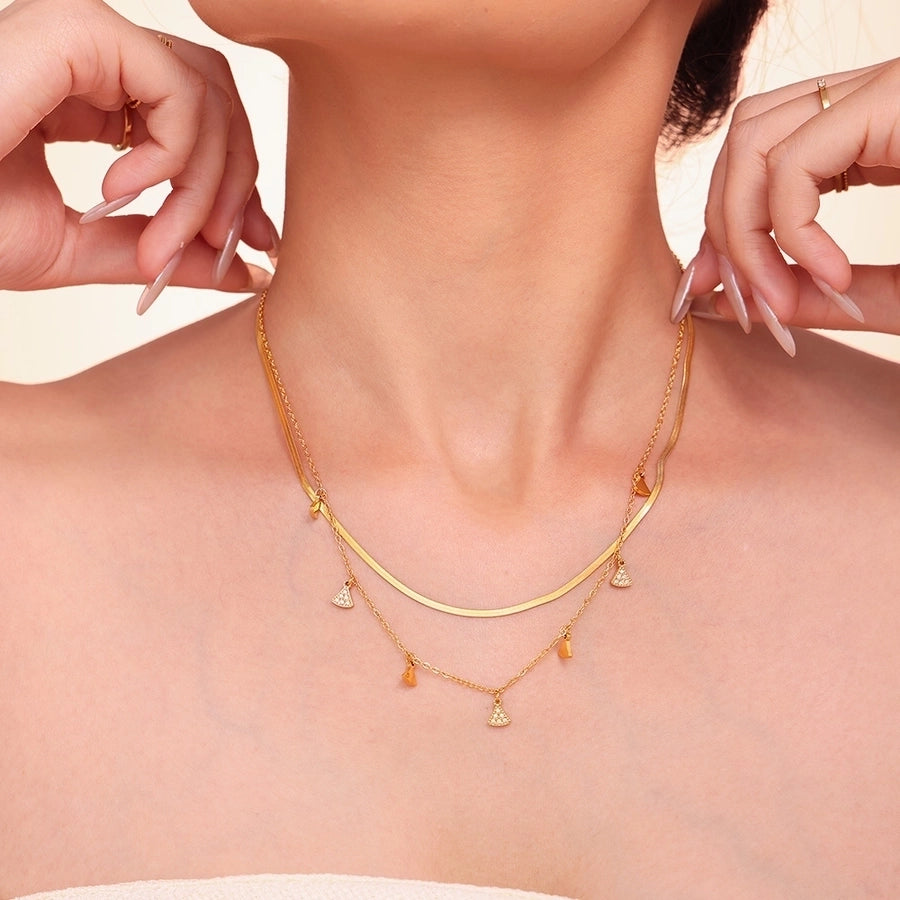 Jewelry Elegant Luxurious Vacation Geometric Titanium Steel 18K Gold Plated Jewelry Set