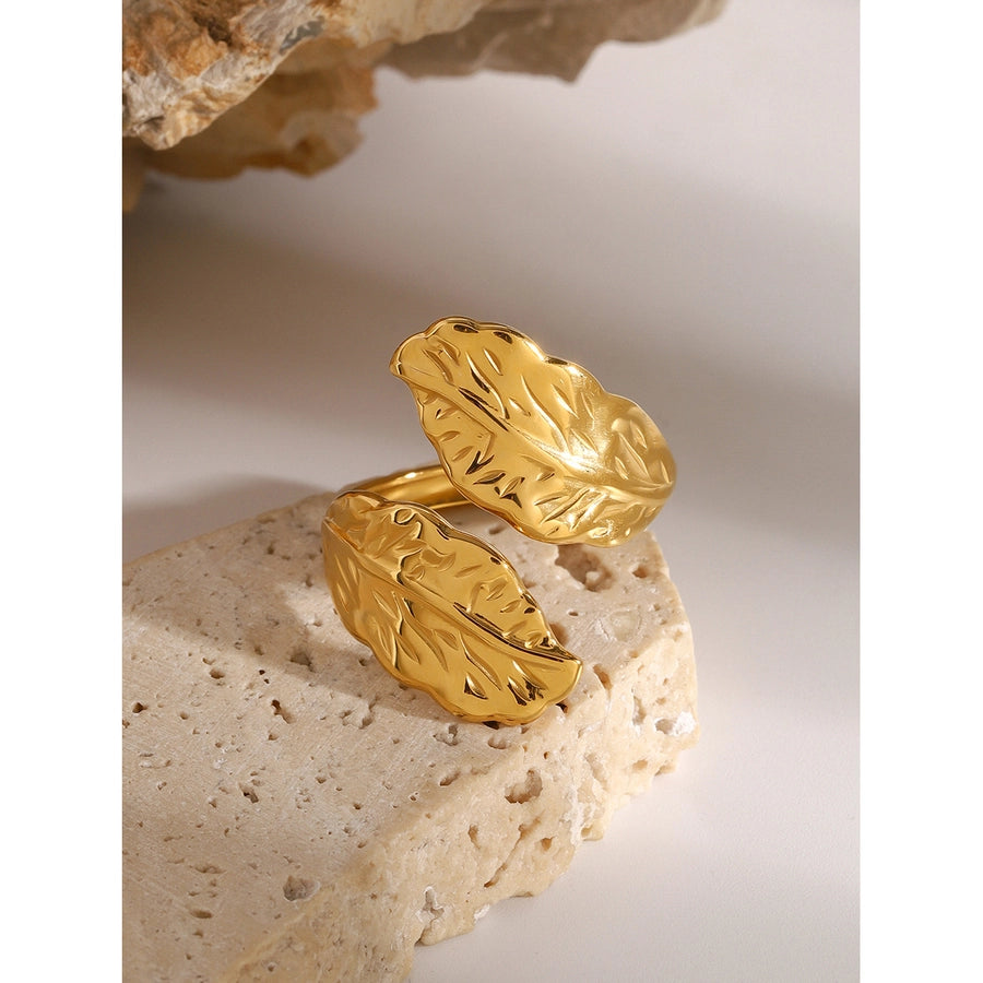 Jewelry Simple Style Classic Style Leaves 304 Stainless Steel Open Rings