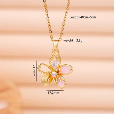 Jewelry Glam Lady Sexy Flower 304 Stainless Steel Copper Necklace