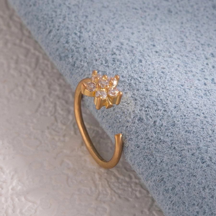 1 Piece Nose Rings & Studs Simple Style Geometric Heart Shape Alloy Plating Inlay Rhinestones Nose Rings & Studs