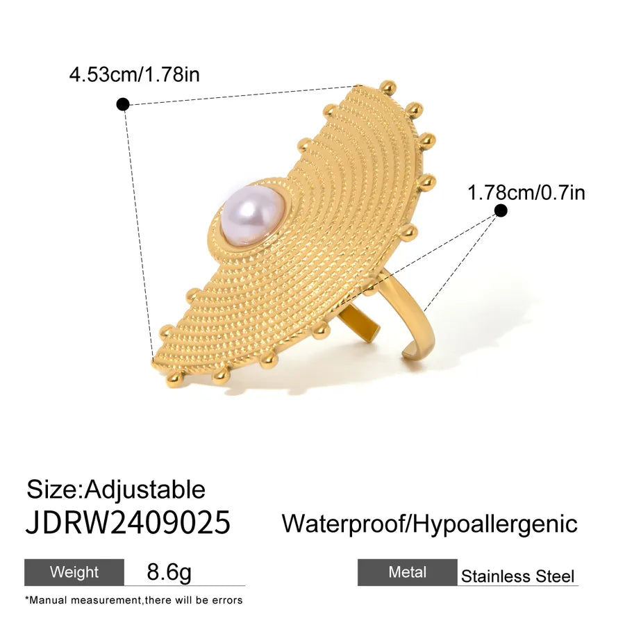 Wholesale Jewelry Simple Style Classic Style Sector 304 Stainless Steel Pearl Inlay Open Rings