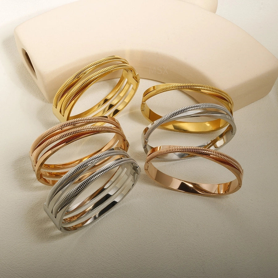 Simple Style Geometric 304 Stainless Steel Bangle In Bulk