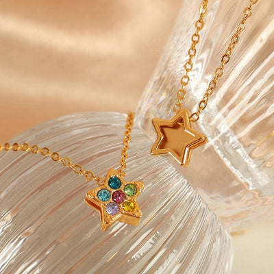 Jewelry IG Style Classic Style Geometric Moon Heart Shape Titanium Steel Rhinestones Plating Pendant Necklace