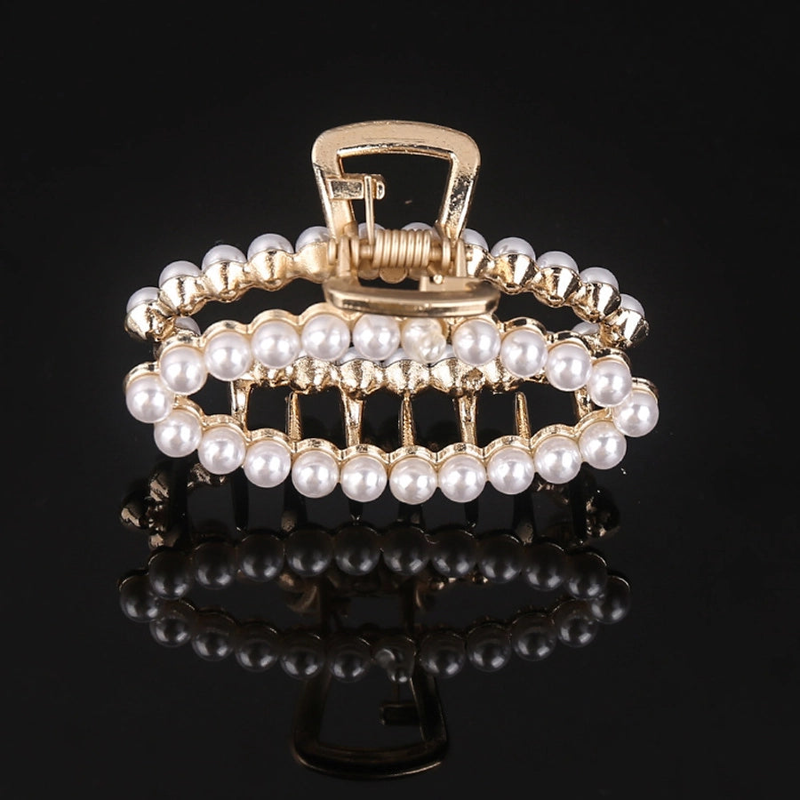 simple style solid color alloy inlay rhinestones hair claws 1 piece