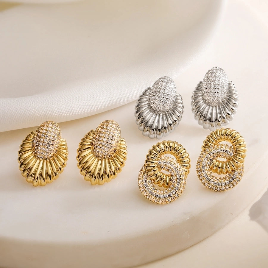 1 Pair Retro Simple Style Commute Geometric Plating Inlay Copper Zircon Drop Earrings