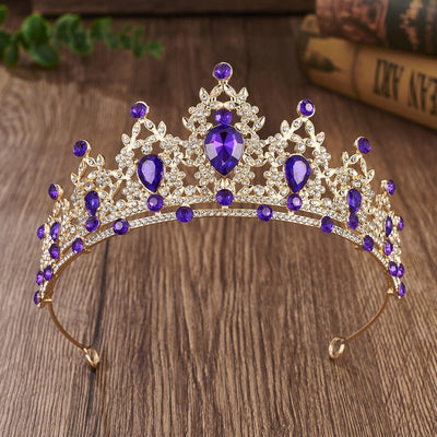 glam luxurious lady crown alloy plating inlay zircon crown