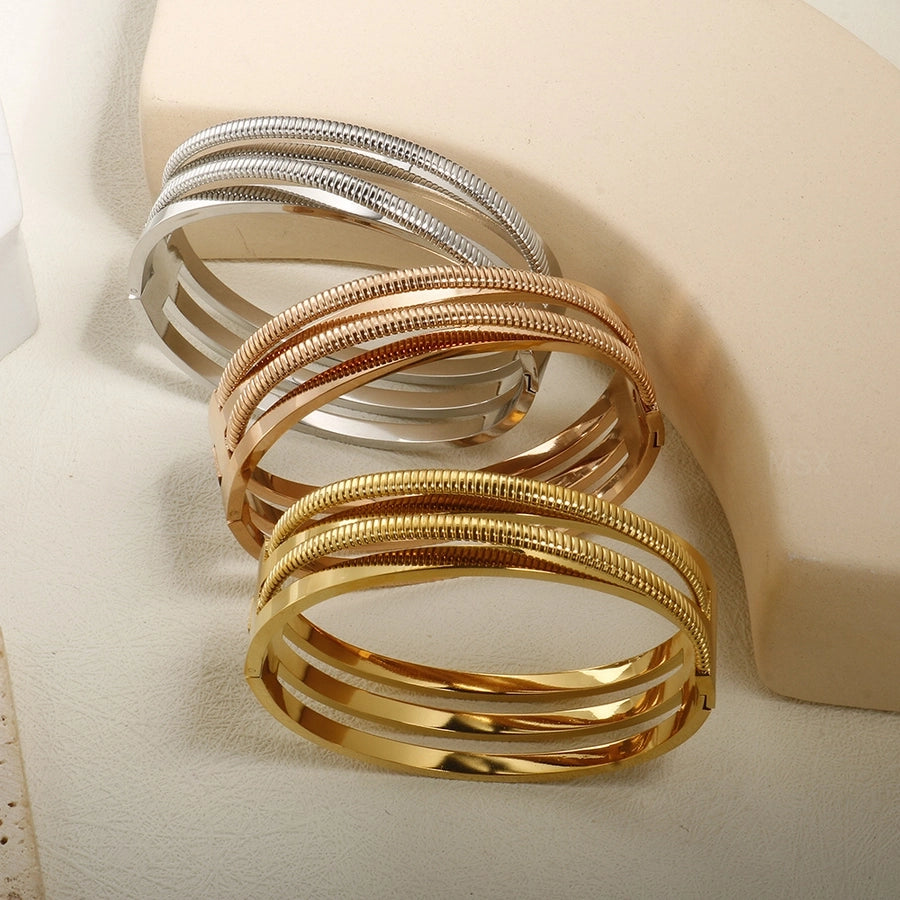 Simple Style Geometric 304 Stainless Steel Bangle In Bulk