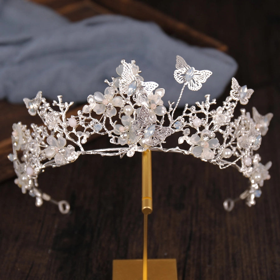 fashion flower butterfly alloy pearl inlay crystal 1 piece