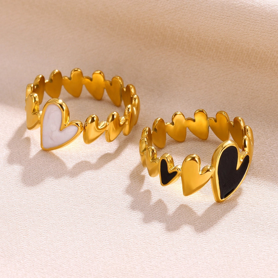 Jewelry Casual Simple Style Streetwear Heart Shape 304 Stainless Steel 18K Gold Plated Rings