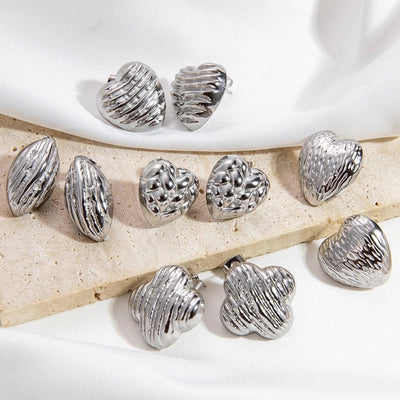 1 Pair Vintage Style Classic Style Geometric Heart Shape Plating 304 Stainless Steel Ear Studs