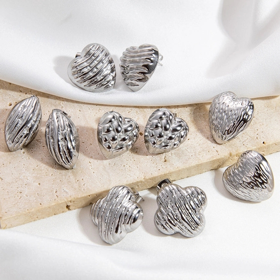 1 Pair Vintage Style Classic Style Geometric Heart Shape Plating 304 Stainless Steel Ear Studs