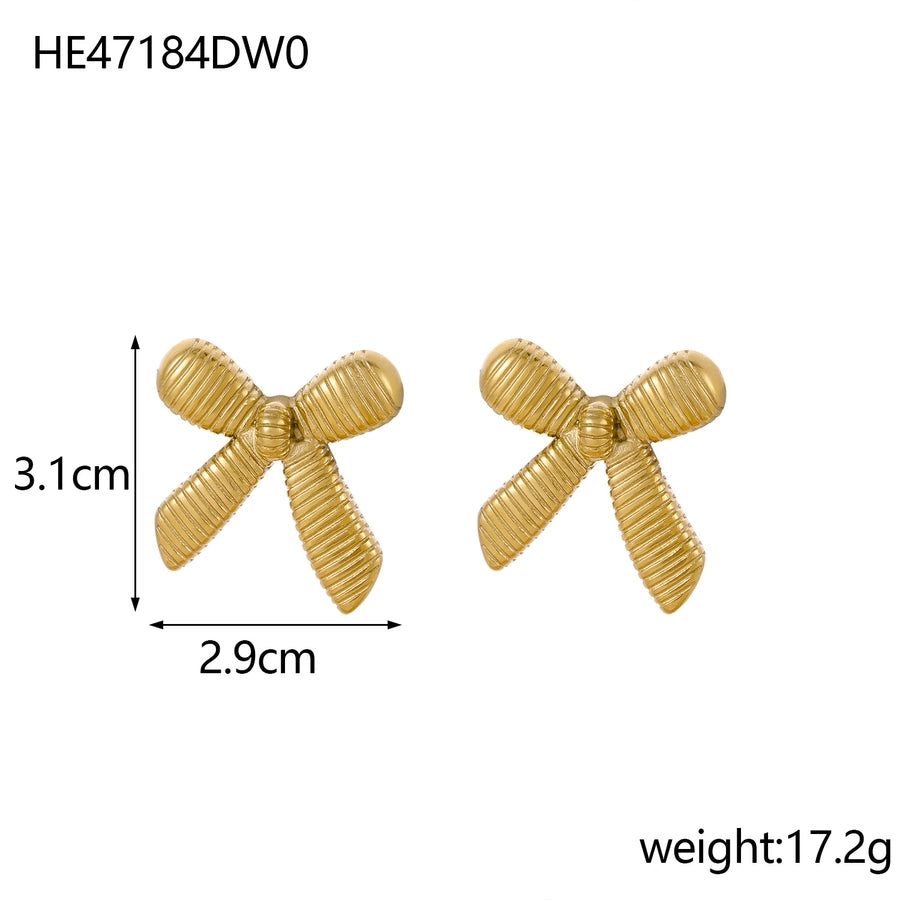 1 Pair Simple Style Bow Knot 304 Stainless Steel 18K Gold Plated Earrings