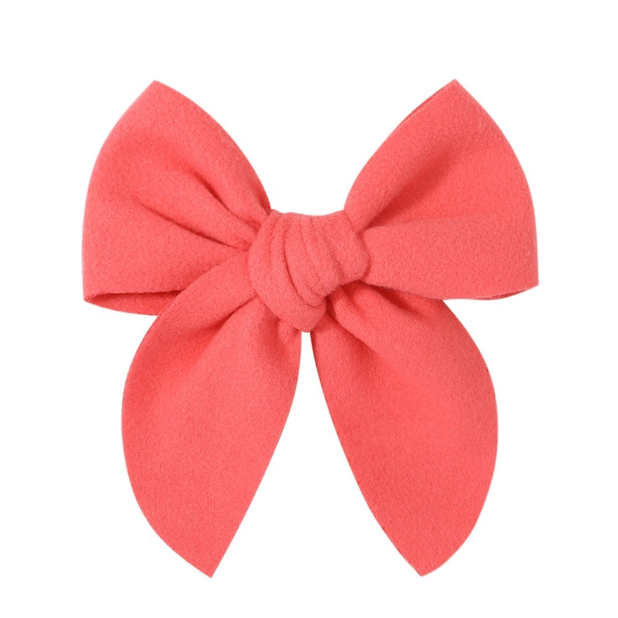 sweet solid color polyester bow knot hair clip