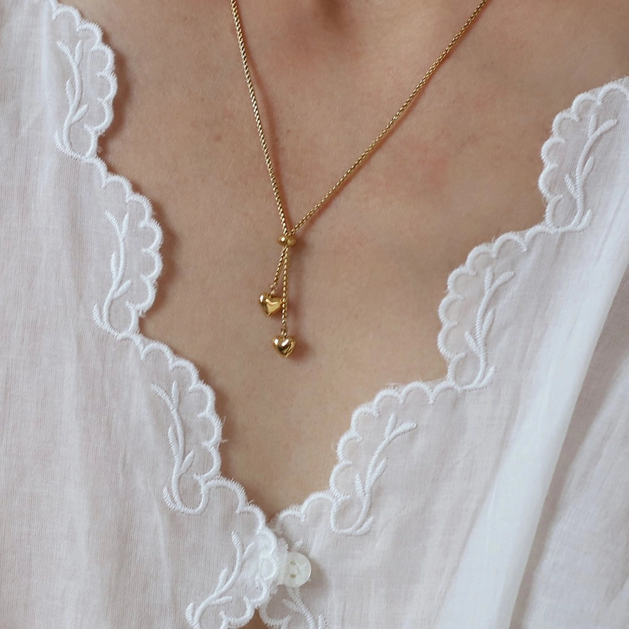 Jewelry Simple Style Heart Shape 304 Stainless Steel Gold Plated Plating Pendant Necklace