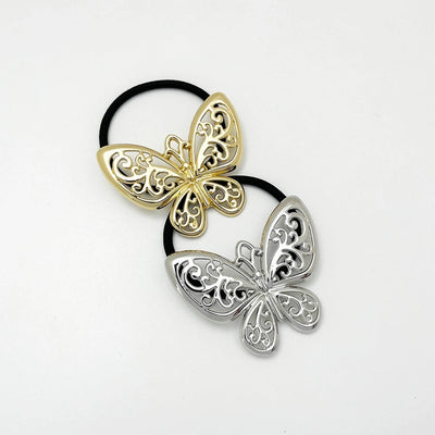 Women's Casual Elegant Sweet Butterfly Alloy Elastic Band Hollow Out Hair Tie