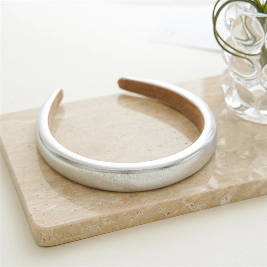 Women's Simple Style Solid Color Pu Leather Hair Band