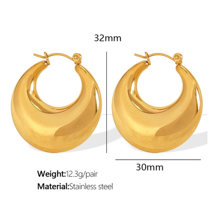 1 Pair Elegant French Style Commute U Shape Semicircle Polishing Plating 304 Stainless Steel 18K Gold Plated Earrings