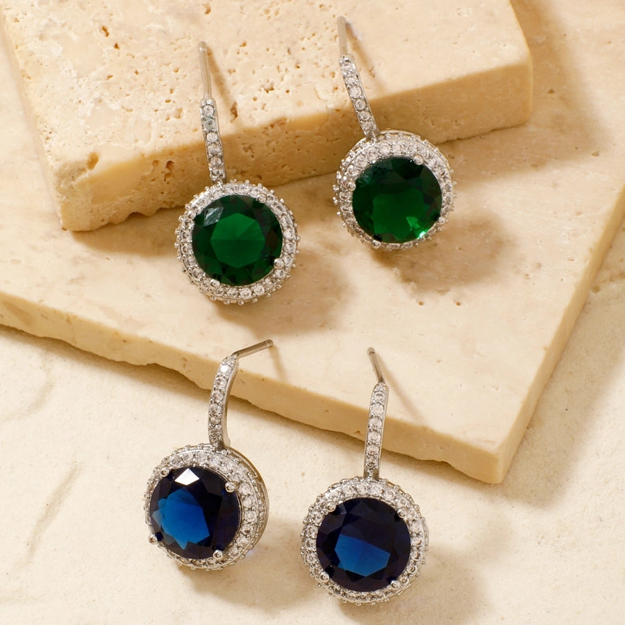 1 Pair Elegant Glam Shiny Geometric Inlay Copper Zircon Rhodium Plated Ear Studs