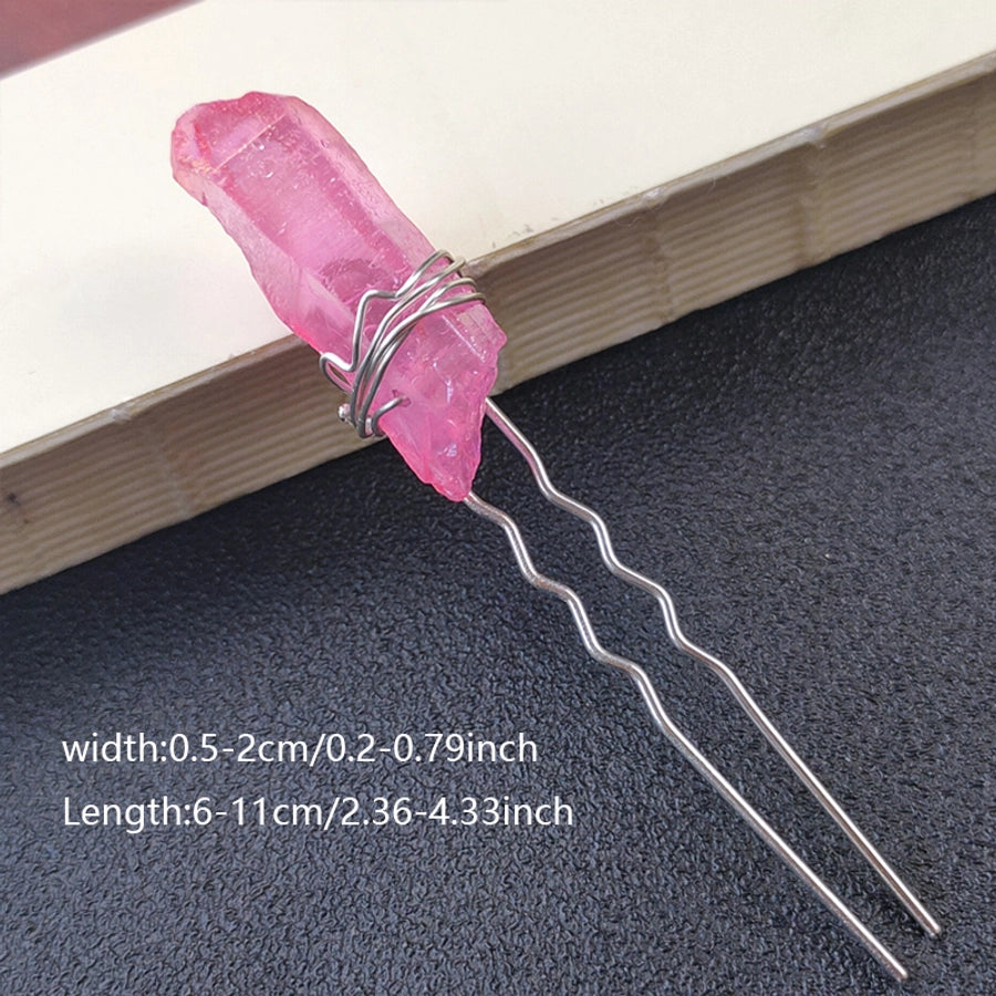 women's ig style geometric alloy handmade inlay crystal hairpin