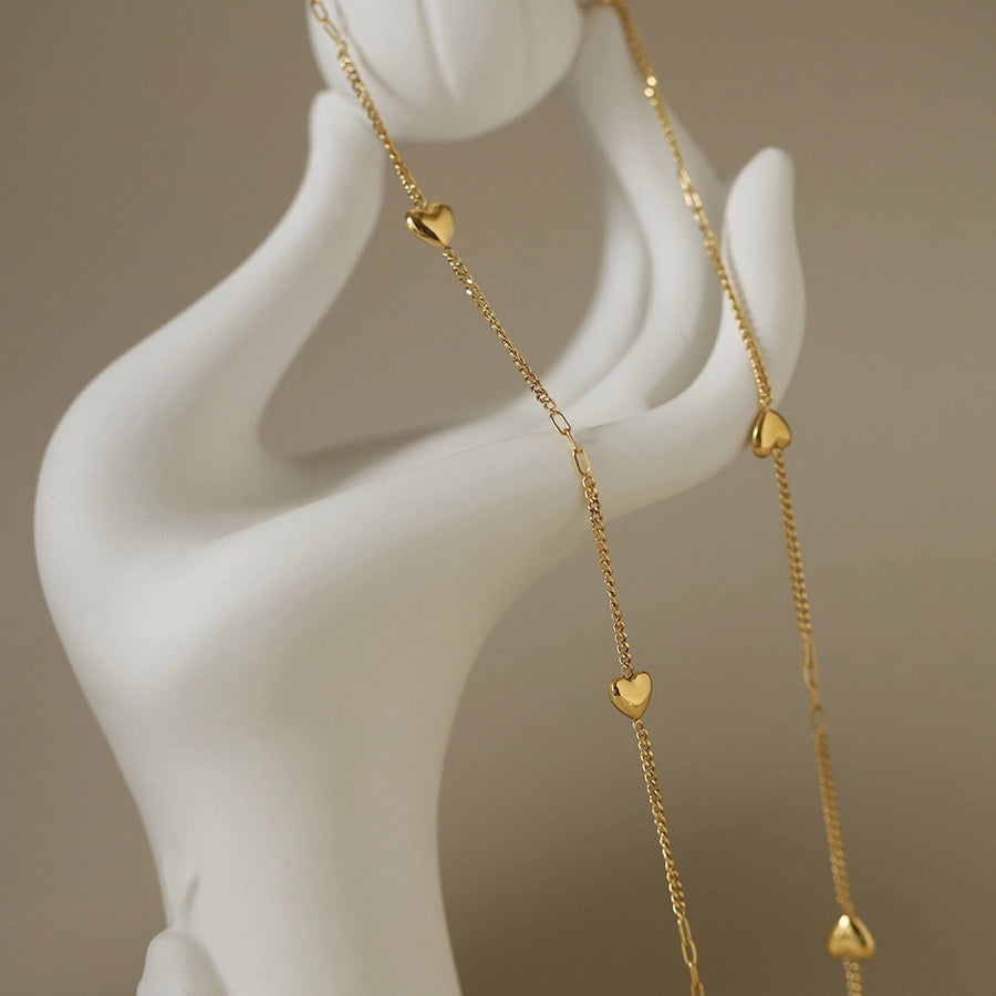 Jewelry IG Style Heart Shape 304 Stainless Steel 18K Gold Plated Necklace