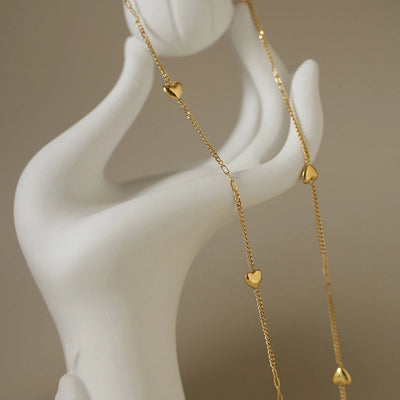 Jewelry IG Style Heart Shape 304 Stainless Steel 18K Gold Plated Necklace