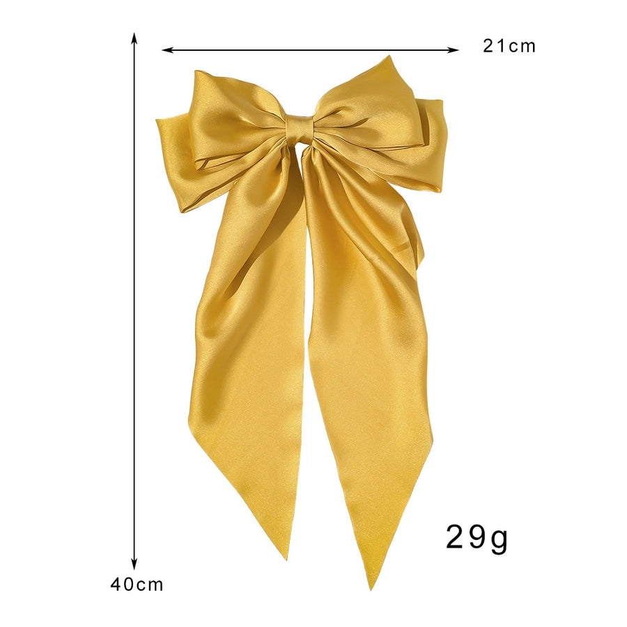 retro simple style solid color bow knot cloth hair clip