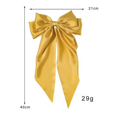 retro simple style solid color bow knot cloth hair clip