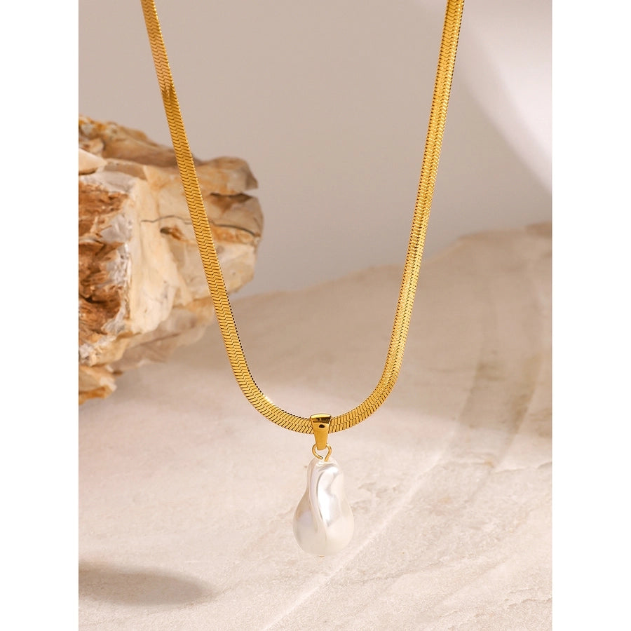 Jewelry Simple Style Classic Style Irregular 304 Stainless Steel Pearl Pendant Necklace
