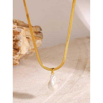Jewelry Simple Style Classic Style Irregular 304 Stainless Steel Pearl Pendant Necklace