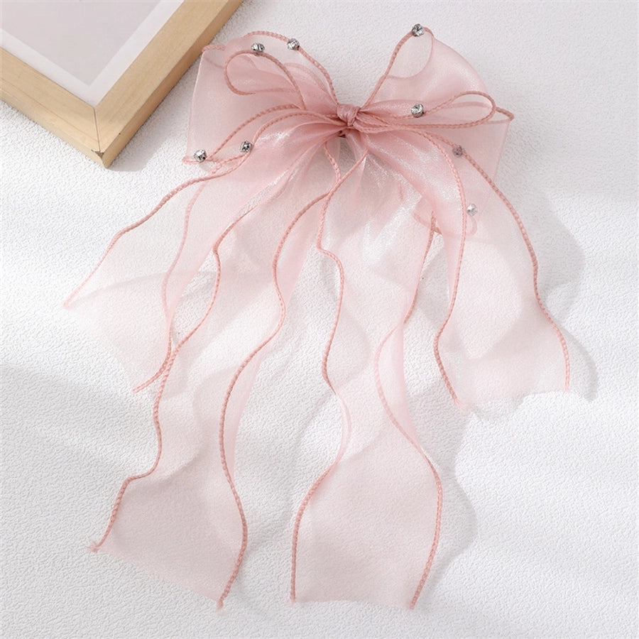 women's sweet solid color bow knot cloth hair clip