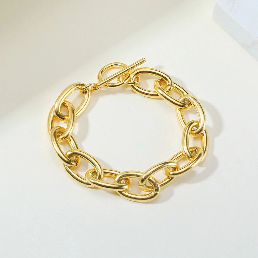 Elegant Simple Style Streetwear Solid Color 304 Stainless Steel 18K Gold Plated Bracelets In Bulk