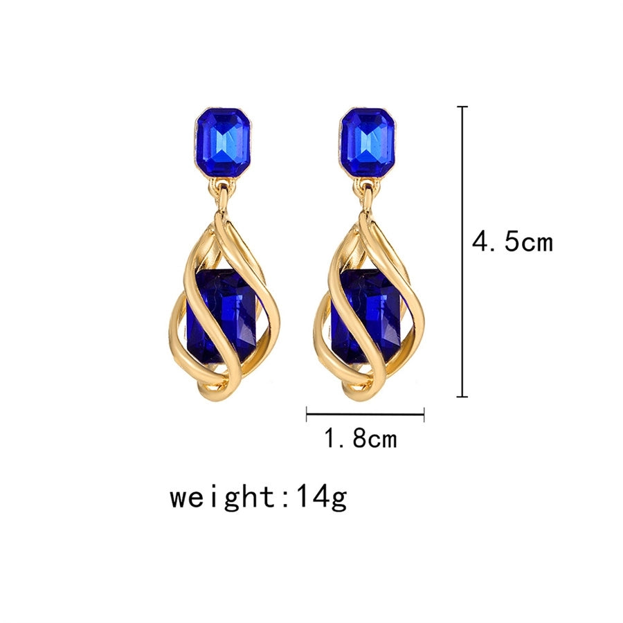 1 Pair Vintage Style Simple Style IG Style Geometric Inlay Copper Copper Alloy Gem Drop Earrings