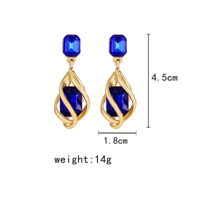 1 Pair Vintage Style Simple Style IG Style Geometric Inlay Copper Copper Alloy Gem Drop Earrings