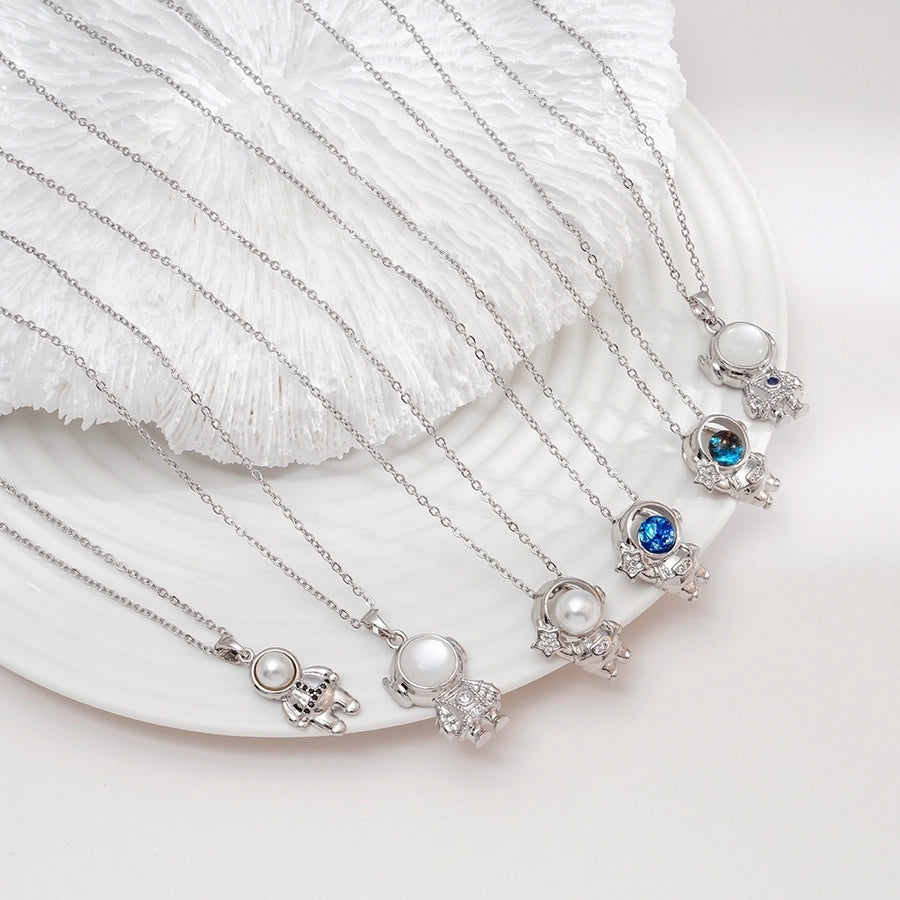 Jewelry Cute IG Style Astronaut Starry Sky 304 Stainless Steel Copper Necklace