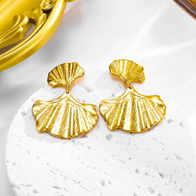 1 Pair Vintage Style Simple Style Classic Style Ginkgo Leaf Plating 304 Stainless Steel 18K Gold Plated Drop Earrings