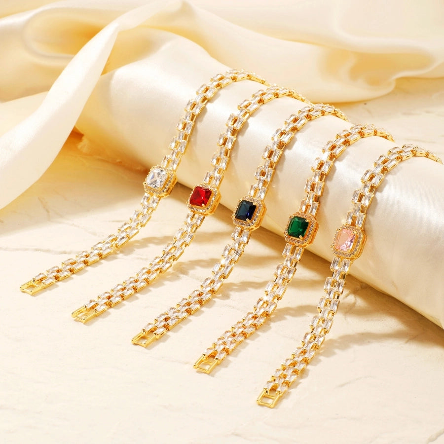 Copper K Gold Plated Inlay Water Droplets Zircon Bracelets